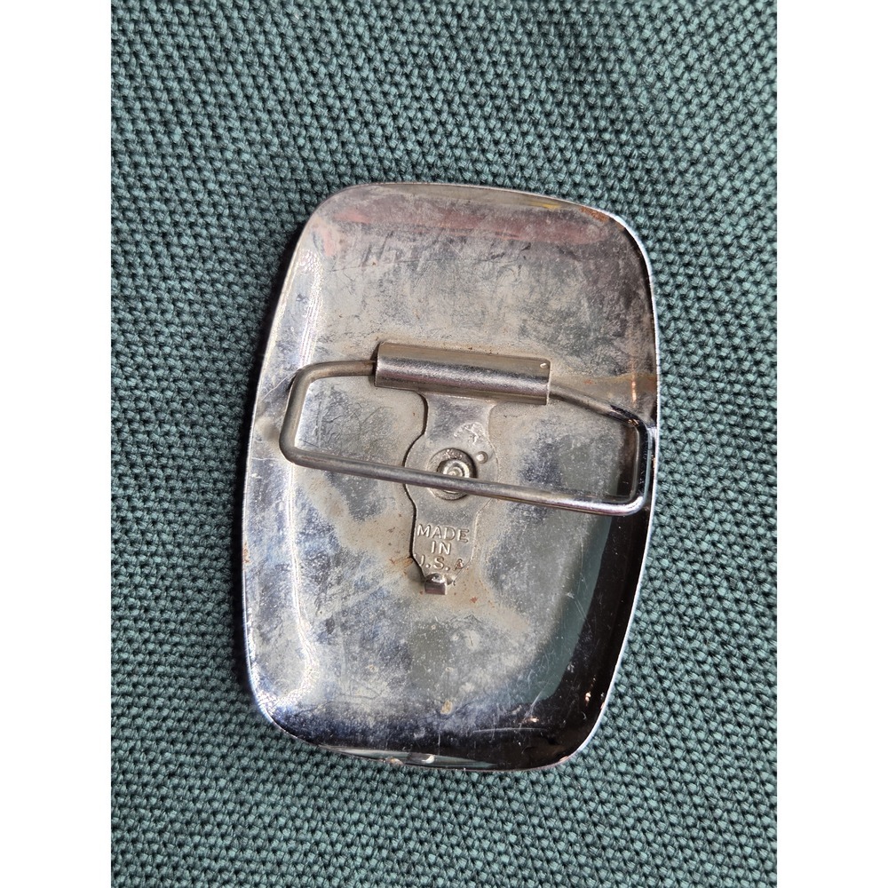 Vintage Chrome Brass Longhorn Steer Head Belt Buckle Made in USA - Picture 8 of 8